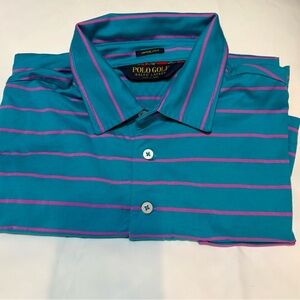 Ralph Lauren Polo Golf Teal with Pink Stripe Men's Polo